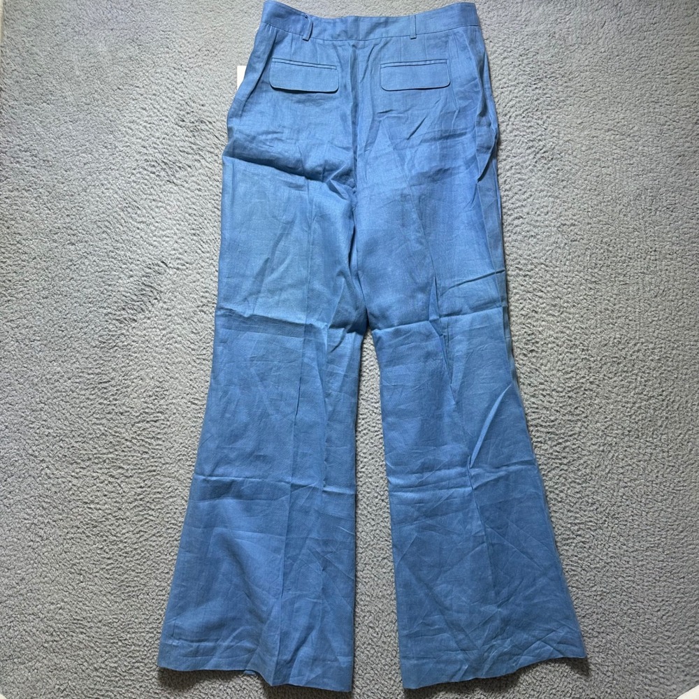 Nine West Linen Wide Leg Pants Blue Size 8 NWT High Rise Dress Trousers $89 MSRP - Picture 3 of 13